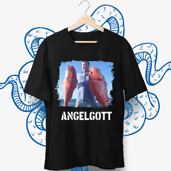 Personalisierbares Foto Querformat T-Shirt mit Text - aqua-wave.de