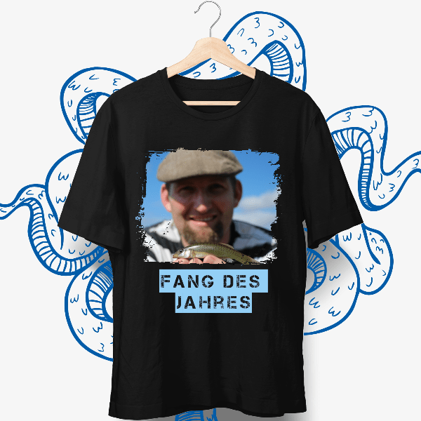 Personalisierbares Foto Querformat T-Shirt mit Text - aqua-wave.de