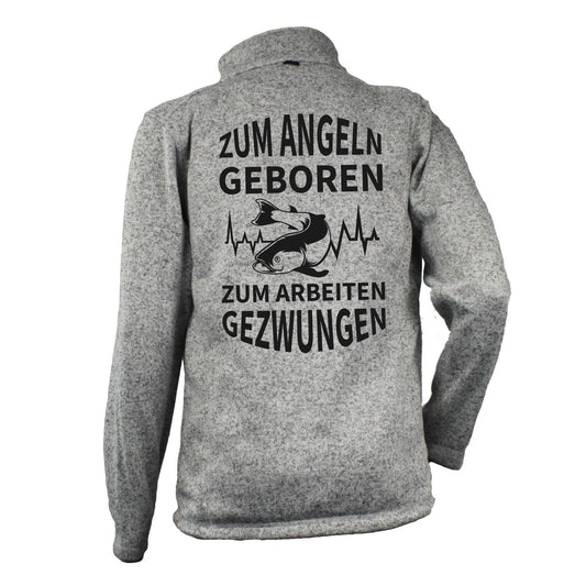 Strickfleece Jacke "Zum Angeln geboren" Fische Herzschlag - aqua-wave.de