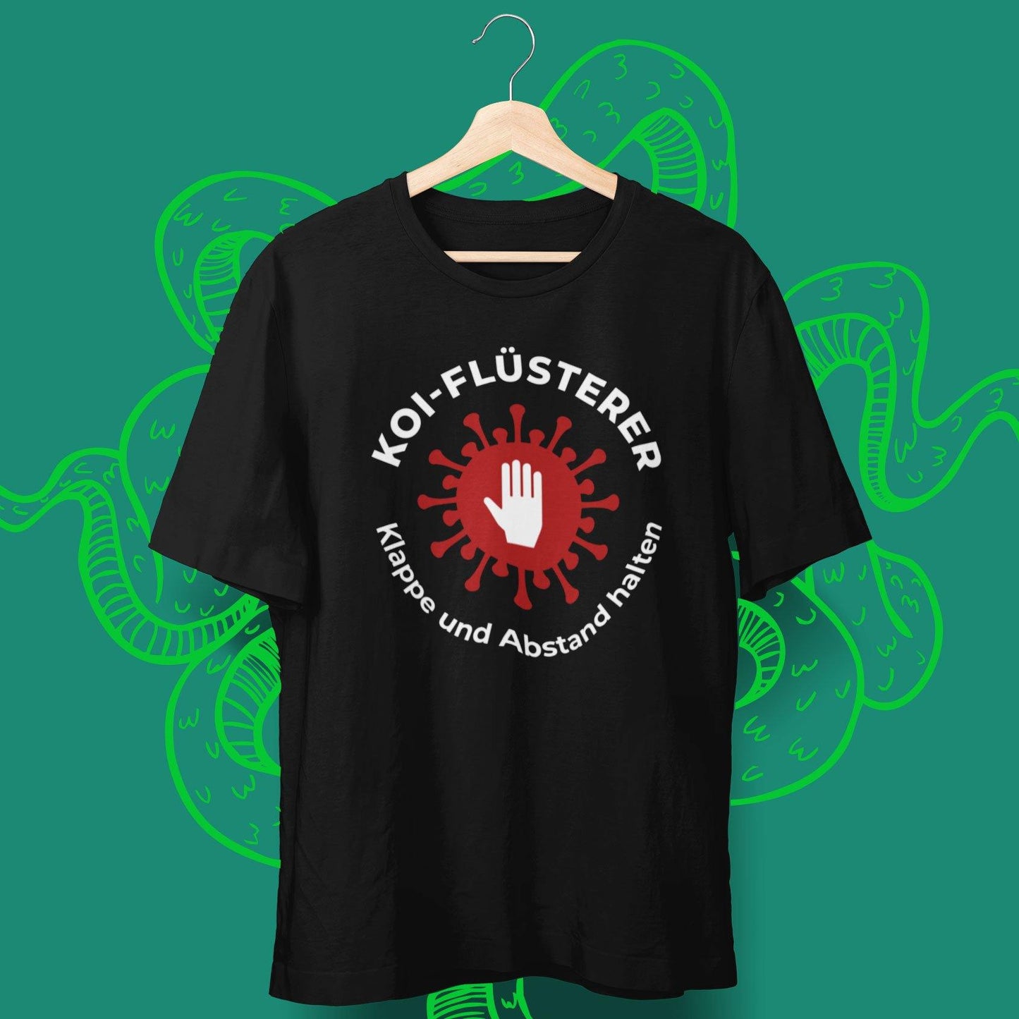 Angler T-Shirt "Koi-Flüsterer - Klappe und Abstand halten" - aqua-wave.de