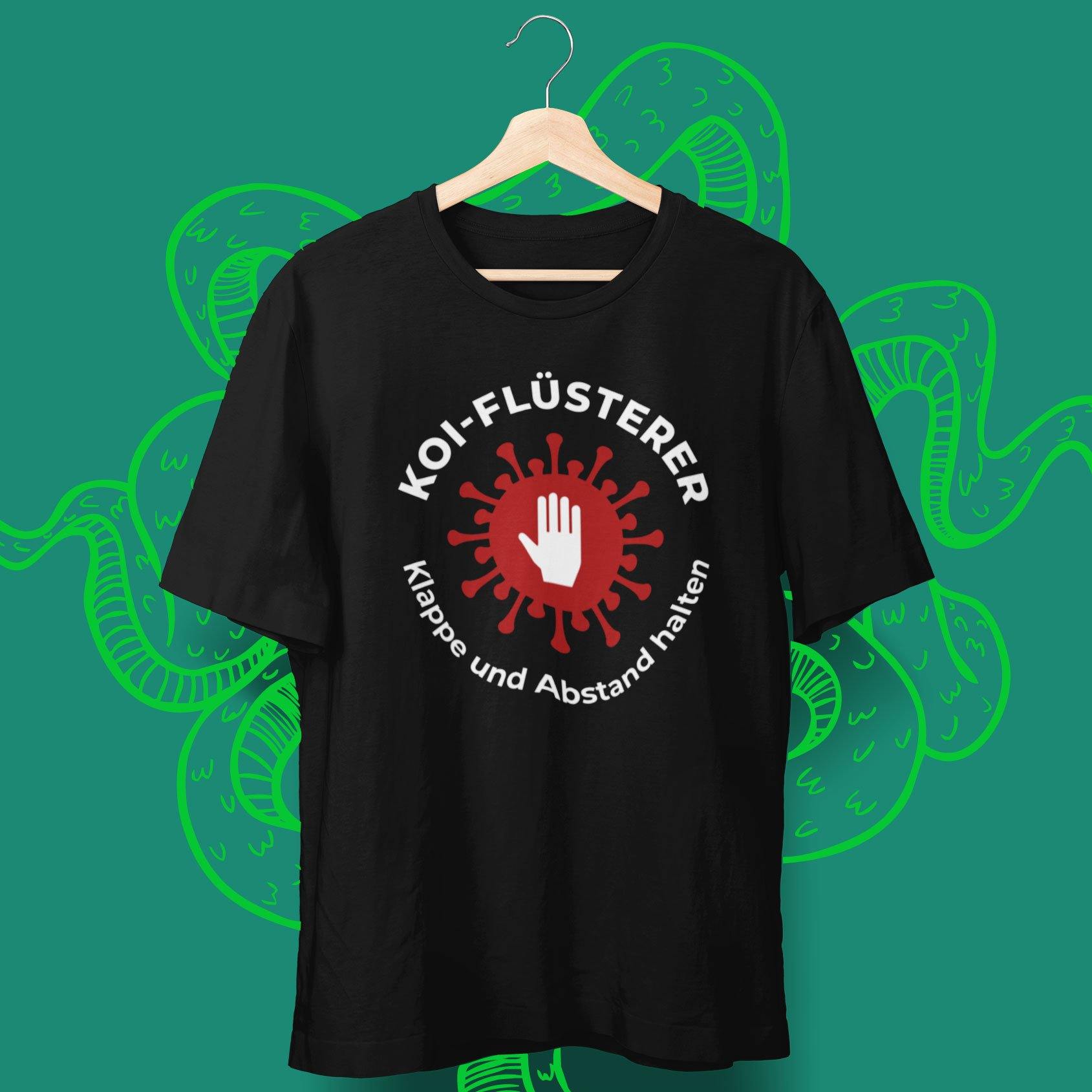 Angler T-Shirt "Koi-Flüsterer - Klappe und Abstand halten" - aqua-wave.de