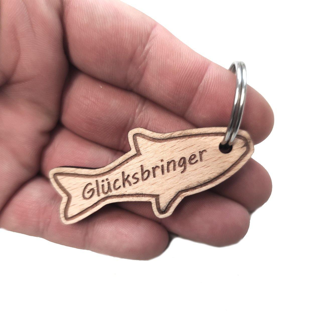 Schlüsselanhänger Fisch "Glücksbringer" aus Holz - aqua-wave.de