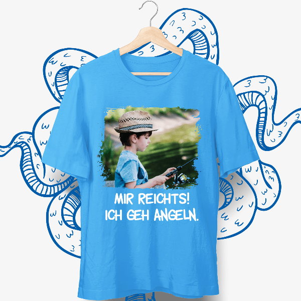 Personalisierbares Foto Querformat T-Shirt mit Text - aqua-wave.de